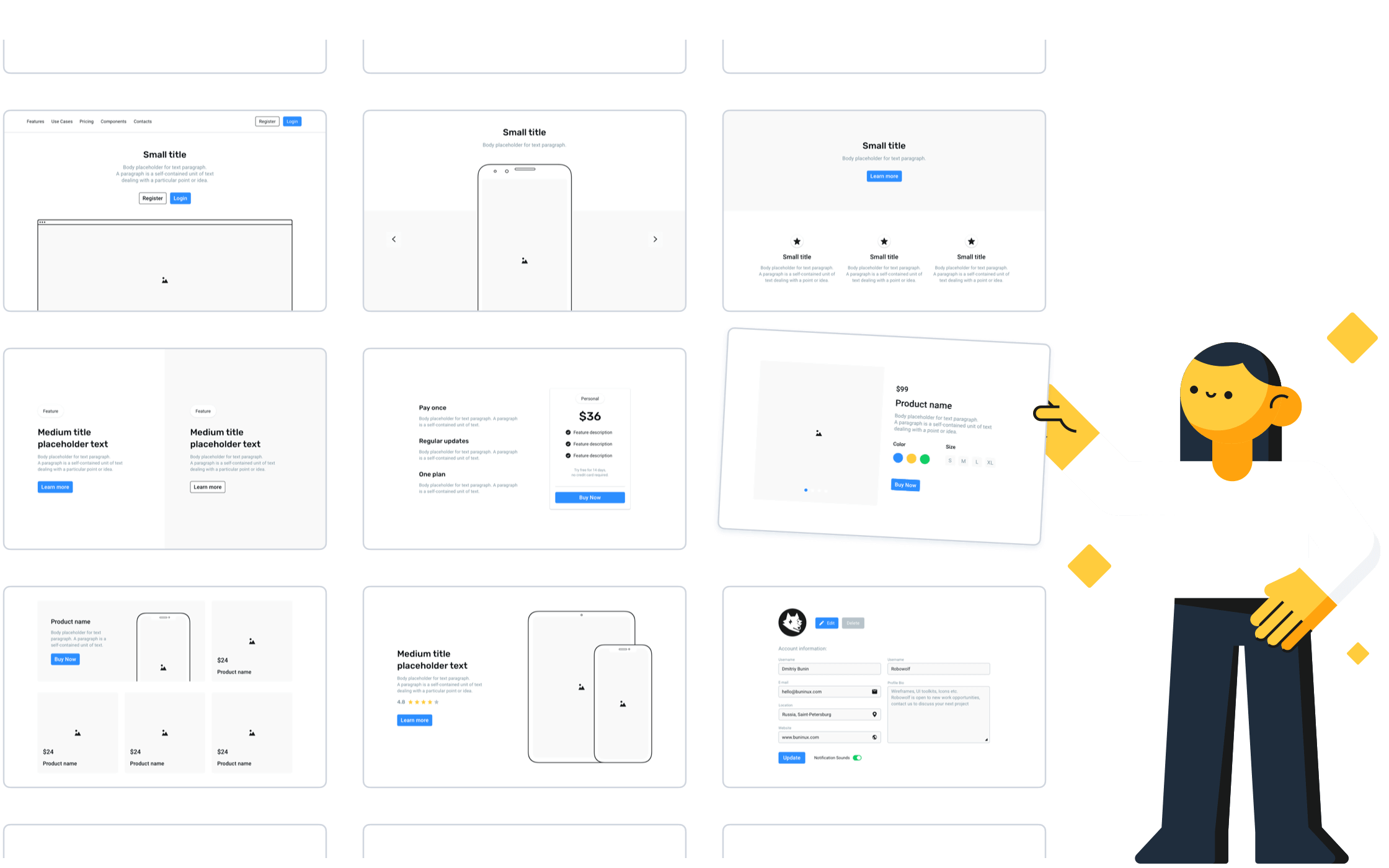 web design UI kit for sketch